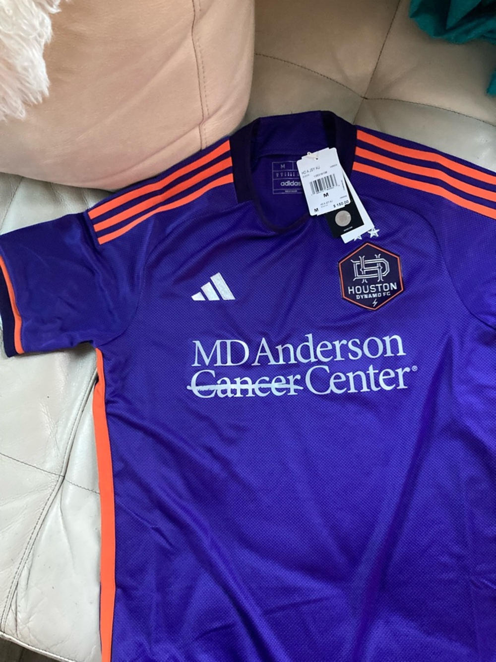 adidas Purple Houston Dynamo Away Jersey with Orange Accents